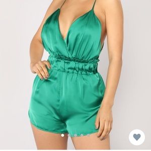 NWT Green satin romper